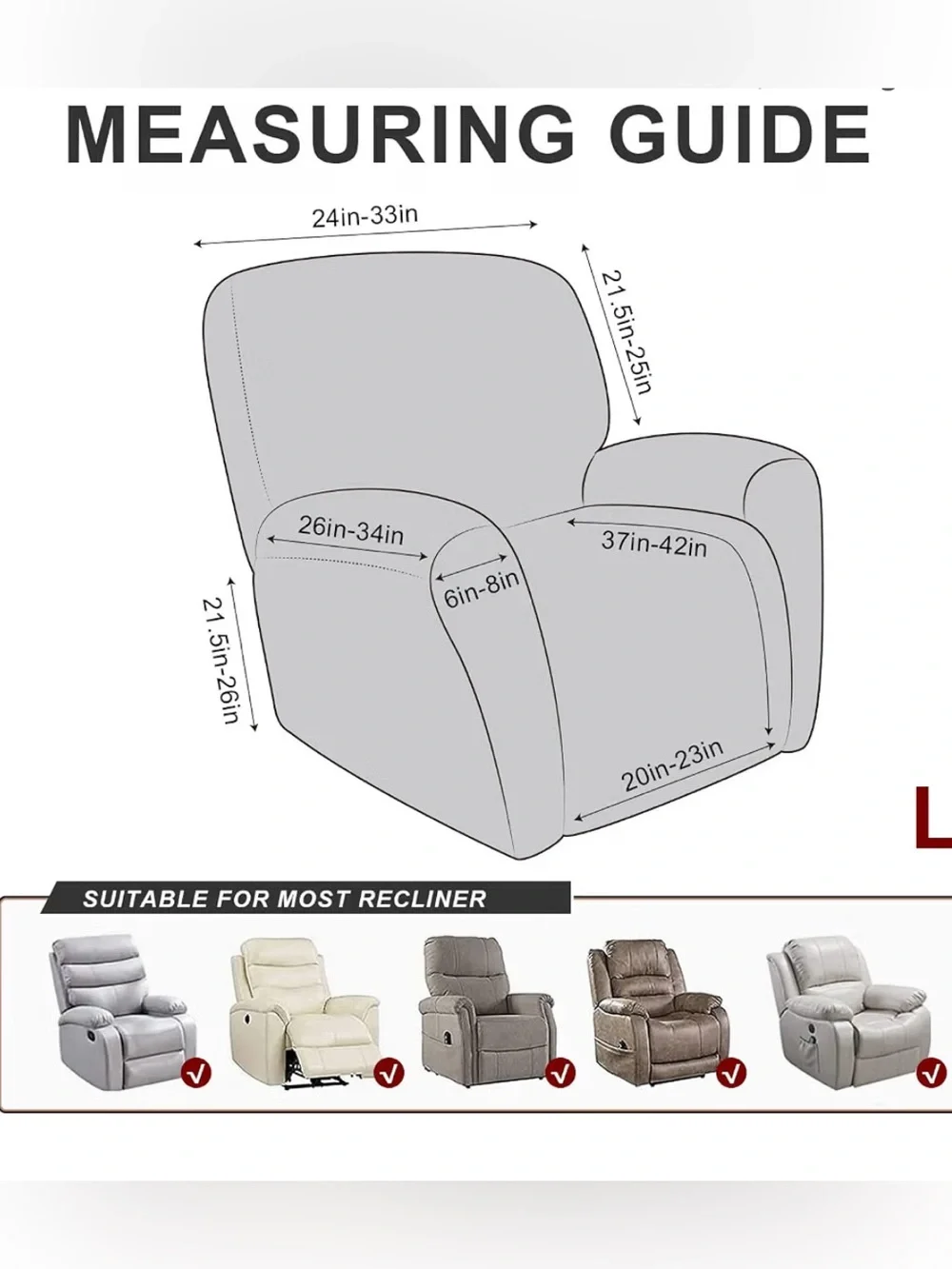 Leather look recliner cover